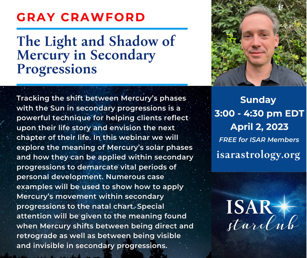 isarastrology's tweet photo. The Light and Shadow of Mercury in Secondary Progressions
Speaker: @GrayCrawford6 
Sunday, April 2, 2023 - 3pm ET / 12pm PT
https://t.co/yBvz4O7DlL
#astrology https://t.co/qbT5yWORRT