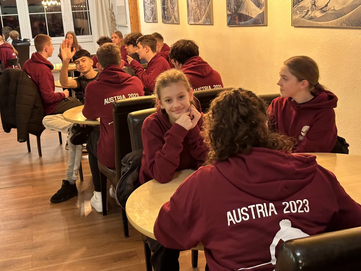 chessington_sch's tweet photo. We have arrived! Time for dinner, shower, bed.  More updates tomorrow. 😴 #chessski23 https://t.co/q42CjnwB3L