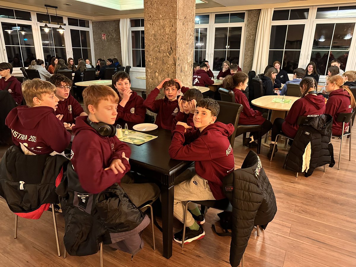 chessington_sch's tweet photo. We have arrived! Time for dinner, shower, bed.  More updates tomorrow. 😴 #chessski23 https://t.co/q42CjnwB3L