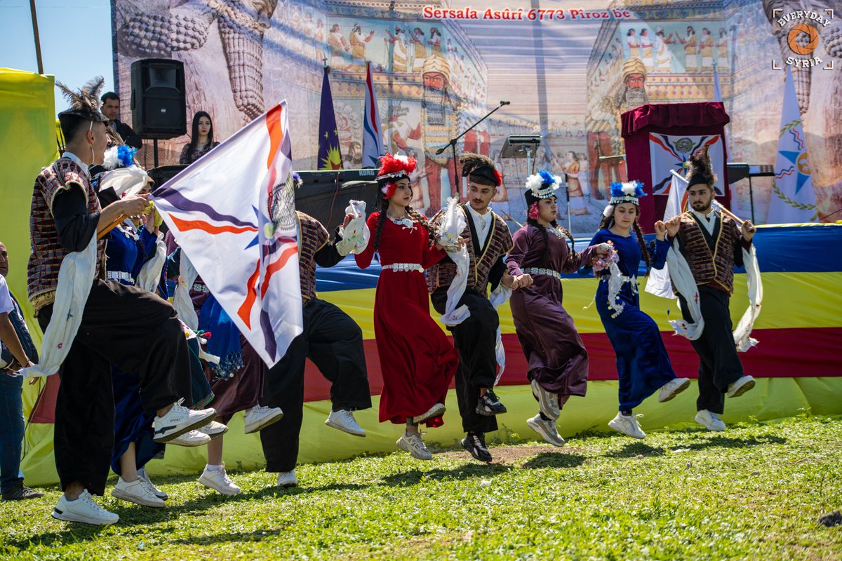 EverydaySyria's tweet photo. #Akito Breikho!
The #Assyrian-#Syriac community celebrates Assyrian New Year 6773, also known as Akito, in the village of Tel Wardiyat near #Hasakah. https://t.co/0pihq690yM