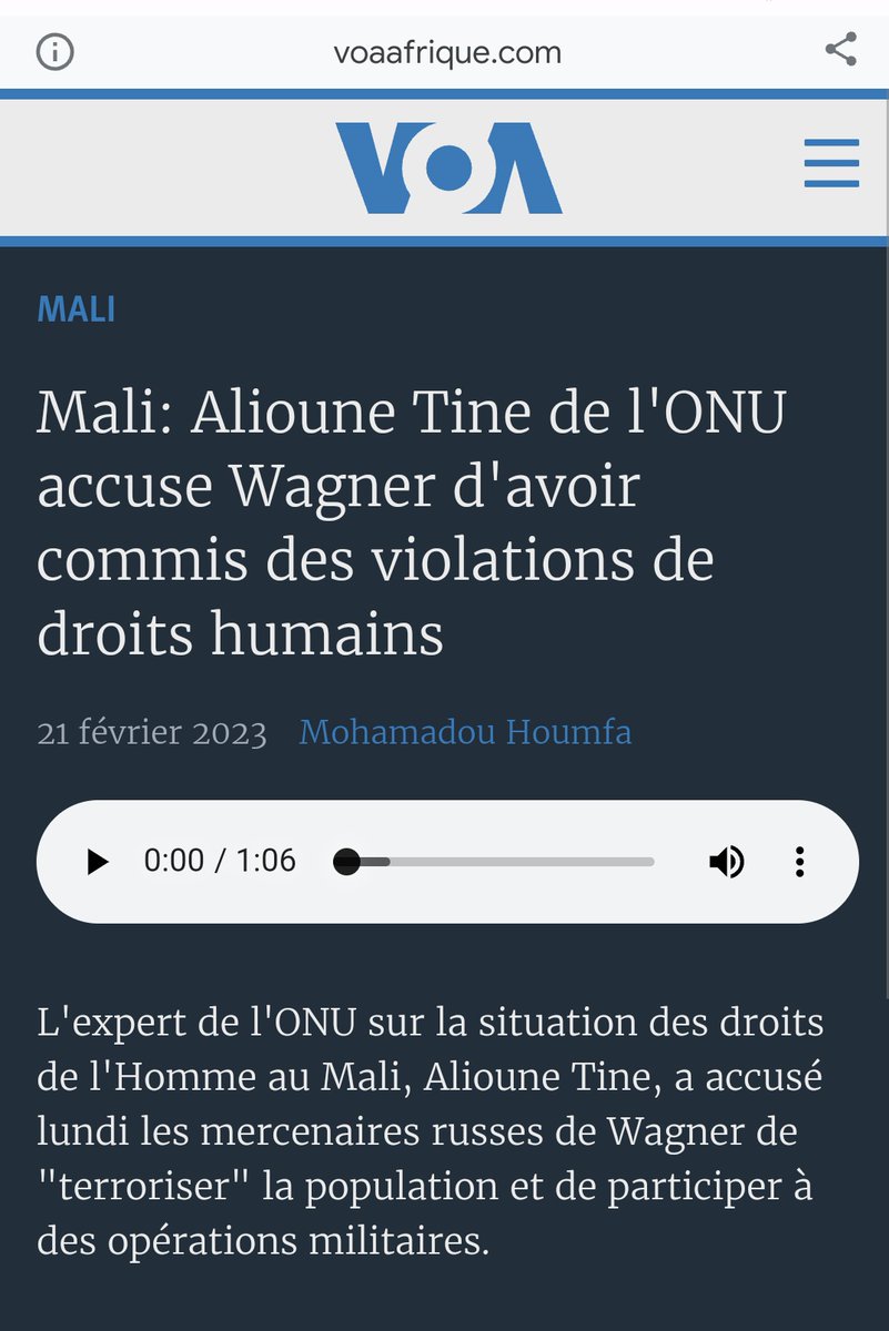 l'ONU a mandaté Alioune tine pour un rapport sur les droits de l'homme au #mali. 
Assimi et choguel qualifient le rapport de PARTISAN. j'avais dis ici, ce Mr, PROCHE de Sonko est un VENDU 
Vive le Mali libre... Non a Alioune militant du pastef 
#afrique #FreeSenegal #senegal