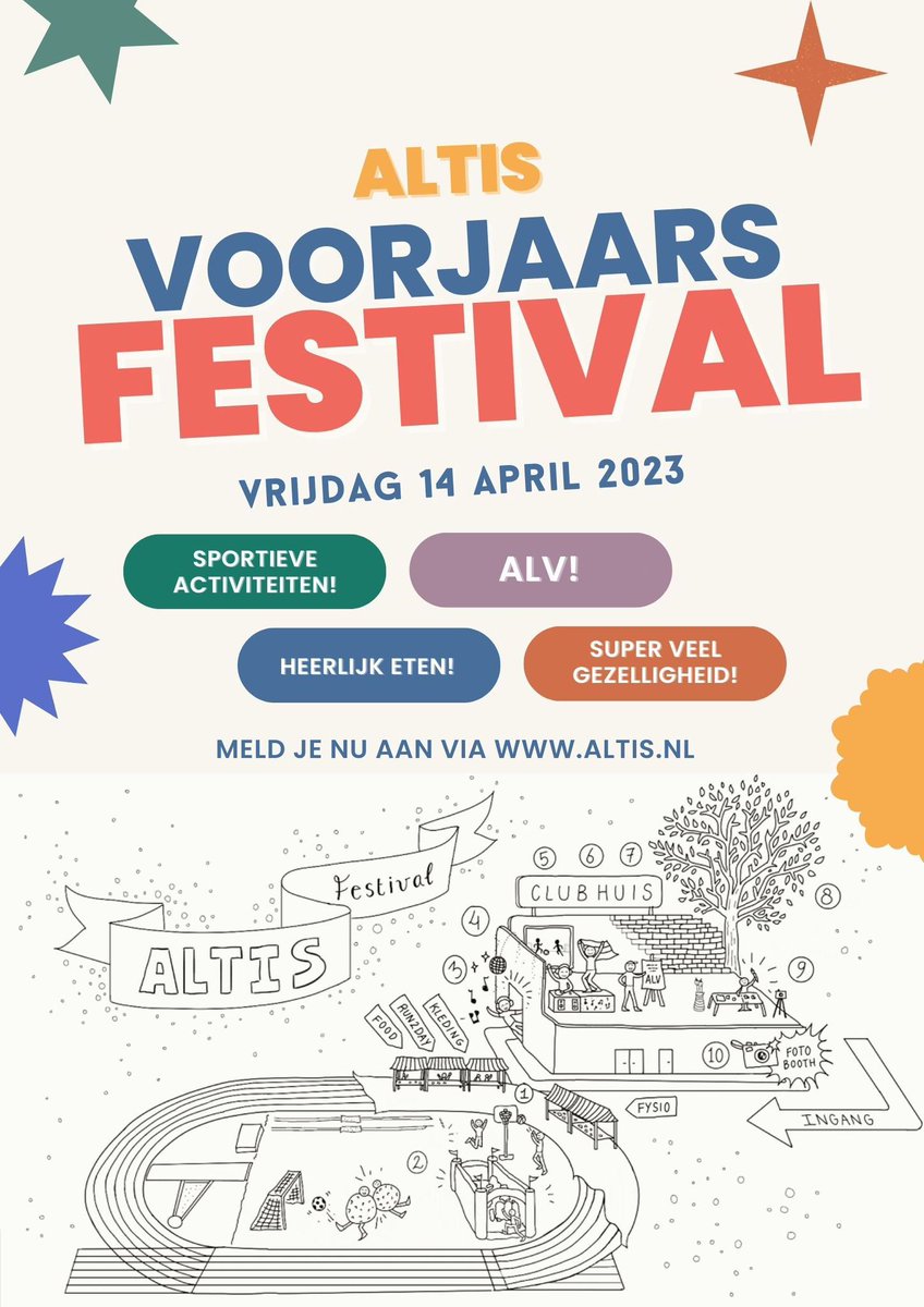 Geef je voor 9 april op voor het Altis Festival op vrijdag 14 april. Met o.a. sportieve activiteiten, fotobooth, workshops, DJ en feest, lekker eten, en meer. Tussen activiteiten, eten en feest is de ALV van Altis (19.45u-20.45u). Toegang is gratis! forms.office.com/Pages/Response…