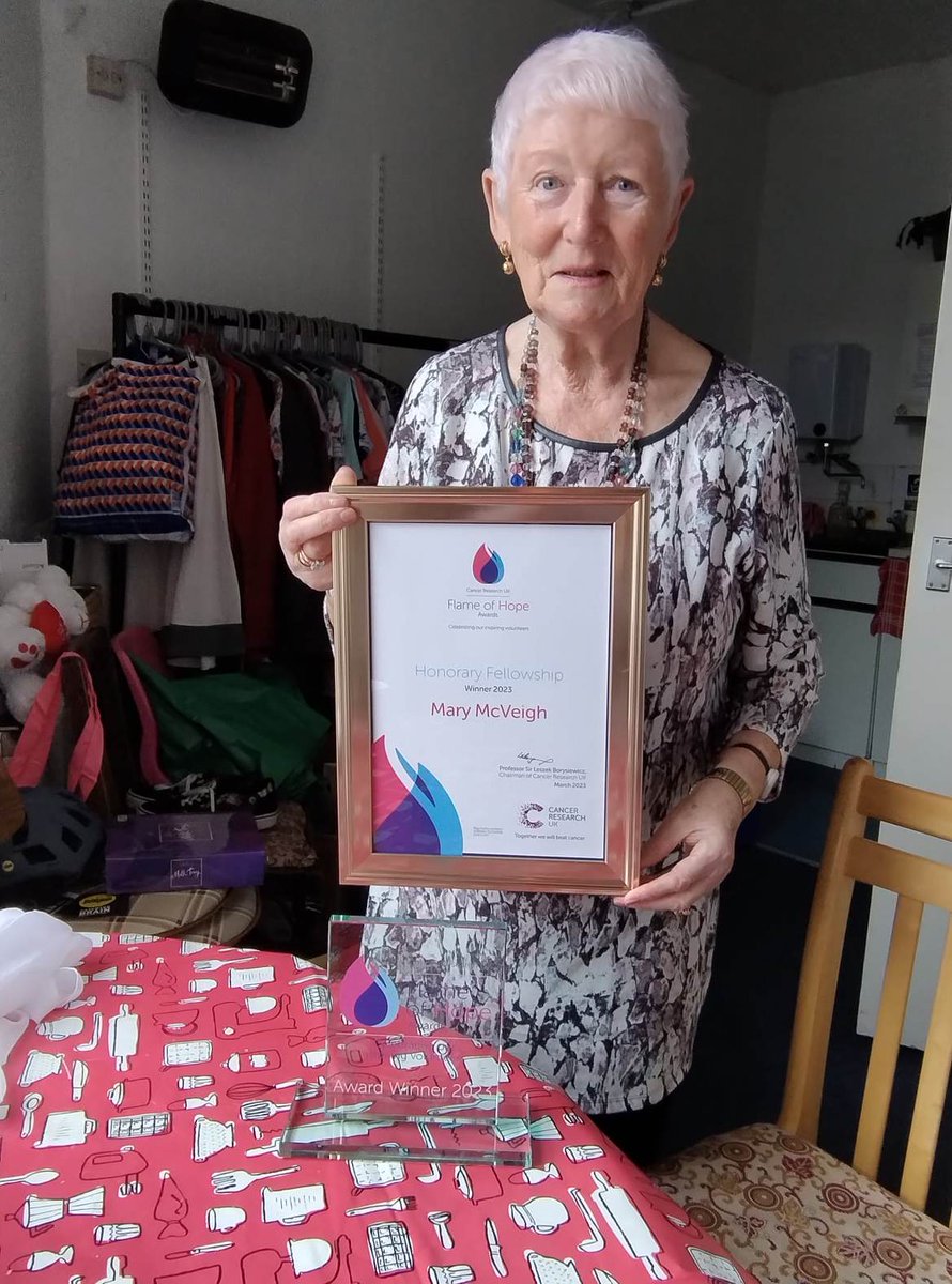 Eragon1966's tweet photo. @crukwidnes Just to say a big congratulations to one of my volunteers, Mary https://t.co/IHptq16QKk