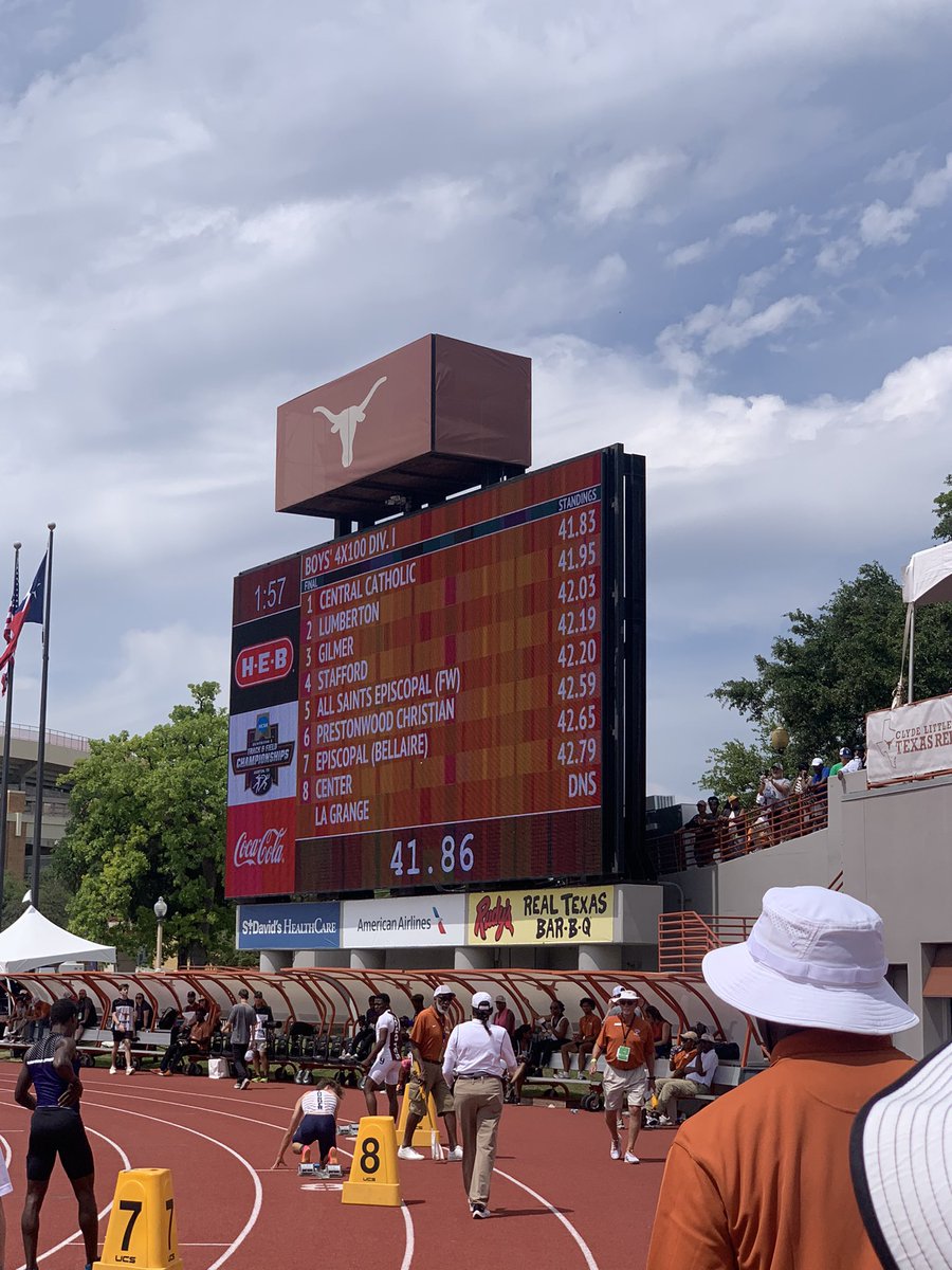 CENTRAL CATHOLIC. 🐍🐍🐍

The Buttons win the Texas Relays DI 4x100 with a time of 41.83 🔥🔥

Salute to All Saints, Prestonwood and EHS for fantastic showings in the finals as well. 

<a href="/ButtonAthletics/">Central Catholic High School Athletics</a>