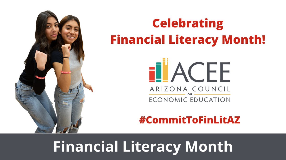 AzCouncilEconEd's tweet photo. Happy Financial Literacy Month! 

Take Action, Make A Difference! Join ACEE #CommitToFinLitAZ for Arizona students this month and beyond. https://t.co/XMPiLpGTH8