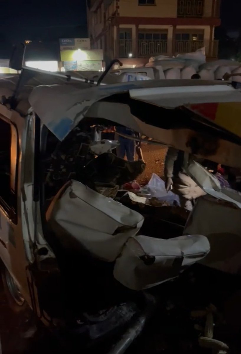 PoliceUg's tweet photo. Statement on Buloba Fatal accident. 
The Traffic police at  Buloba Police station,  has today evening  01/04/2023 at around 20:00/c registered a fatal accident at Buloba Forest Park which has claimed lives of five people.  

Preliminary findings indicate that motor vehicle registration number UAX628S Scania loaded with parked water from Kampala side heading to Mityana,  had a tyre Burst and lost control and rammed into five  motorvehicles;  UBE613E Toyota Hiace , UAR 175W Isuzu Elf, UAX783F Mitsubishi Pajero  and UFL 384D Bajaj Boxer, killing five people on spot. 

Among the dead, two were passengers  from  motor vehicle reg no UAV 515J, other two from UBE 613E Toyota Hiace and the fifth was the Bodaboda rider.

Unidentified number of victims have been rushed  to Mulago Hospital for medical help. 
Inquiries into the matter are underway and more details will be availed in due course.  

ASP @FNampiima 
PRO TRAFFIC AND ROAD SAFETY DIRECTORATE
