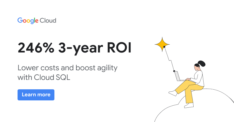 googlecloud's tweet photo. Research from @IDC reveals that organizations migrating their databases to Cloud SQL unlock significant efficiencies and cost reductions, including a three-year ROI of 246%.

Learn how Cloud SQL can take you higher → https://t.co/CMaf17GM6b https://t.co/LikWbZu1Zc
