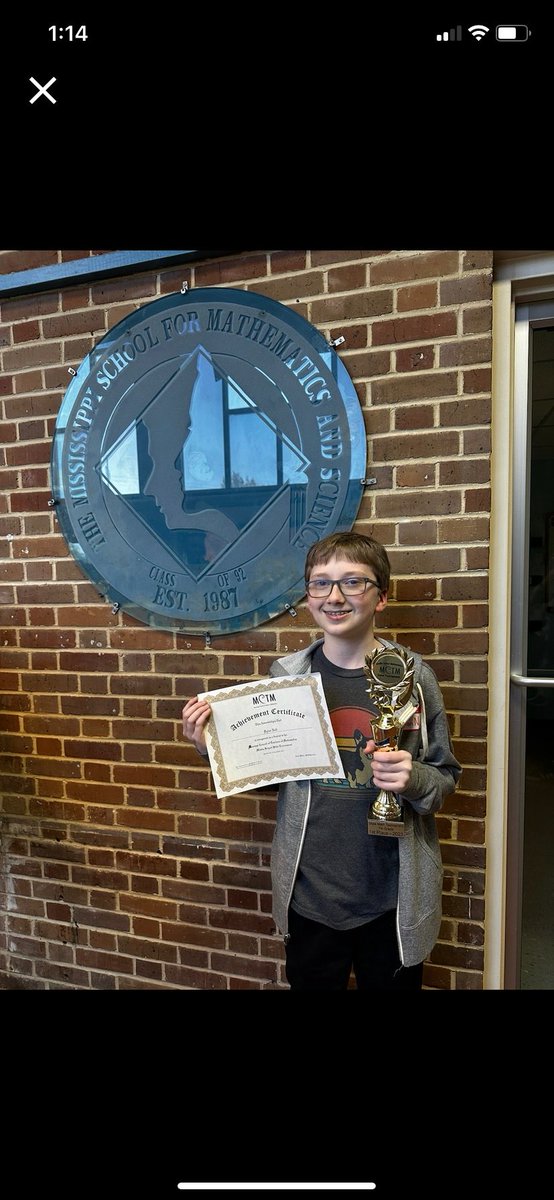 Congratulations to Dylan Null for winning first place in the state junior high mathematics tournament. https://t.co/DqbveX9EBI