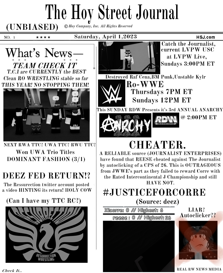 Howard I. Corre. on Twitter "The Hoy Street Journal, rowrestling's