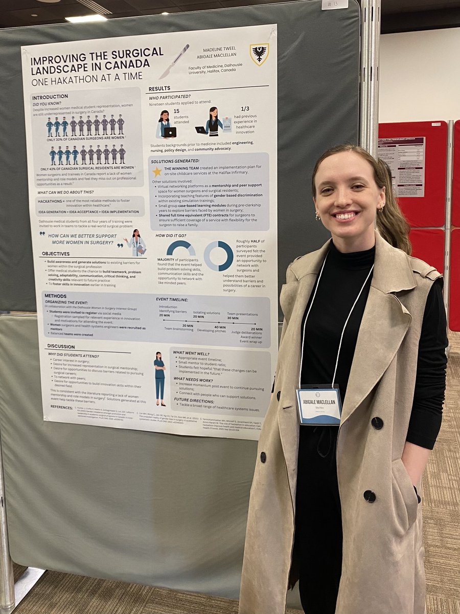 MadelineTweel's tweet photo. Presenting a poster on our first #cuttingedge hackathon with my partner in crime @abbeymaclellan at the Conference of Atlantic Medical Students @MUNMed. “How can we better support more women in surgery?” https://t.co/8tcBnX9ZDV