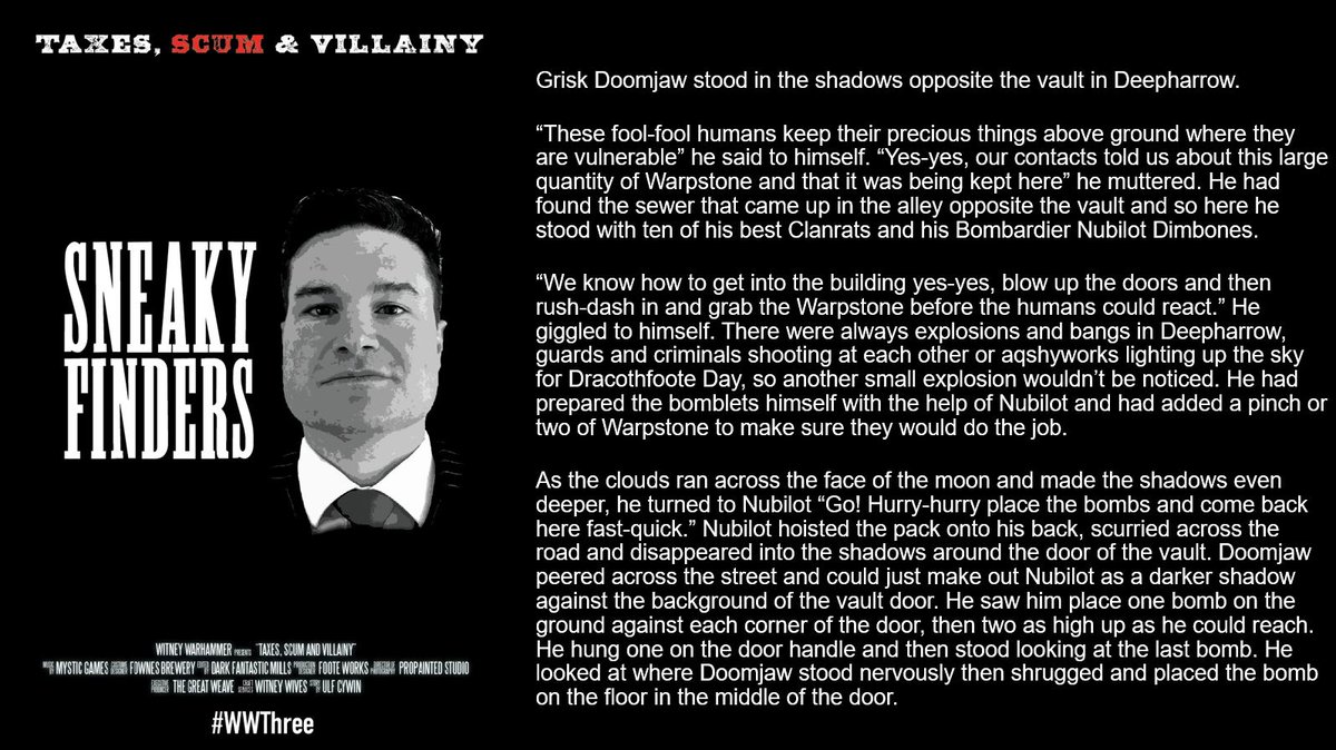 WarhammerWitney's tweet photo. Taxes Scum &amp; Villainy Lore - Episode Five

Blow the bloody doors off

#WWThree https://t.co/Ha0HcpOmvL