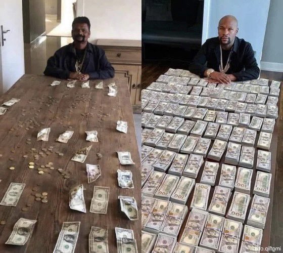 KingWow's tweet photo. before and after listening to larry june tell you over alchemist beats why green tea and fixing your credit score are the keys to life https://t.co/EkaQ8gjQrB