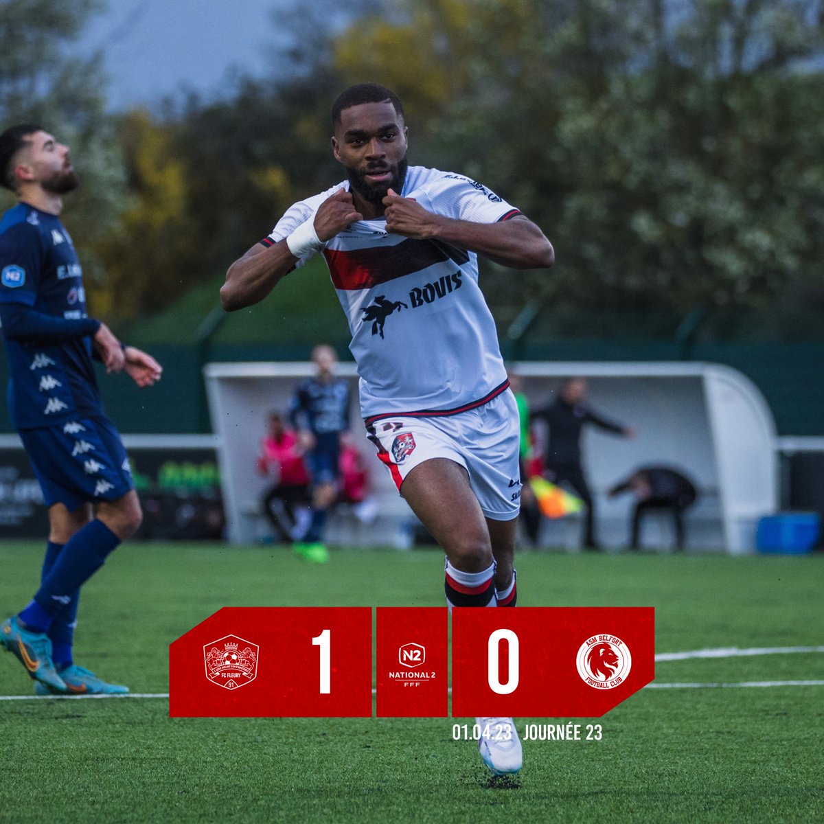 FCFleury91's tweet photo. - 𝗩𝗜𝗖𝗧𝗢𝗜𝗥𝗘 !
Dans un match rude, les Lions se sont imposés, notamment grâce à un bijou de William Vouama. 🤩
Bravo à l’ensemble du groupe d’Habib Boumezoued 👏
Merci à tous pour votre grand soutien ce soir au stade Walter Felder. 🙌
#𝕋𝕖𝕒𝕞𝗙𝗖𝗙𝟵𝟭 ⚫️🔴 https://t.co/nqI0TQHlM2
