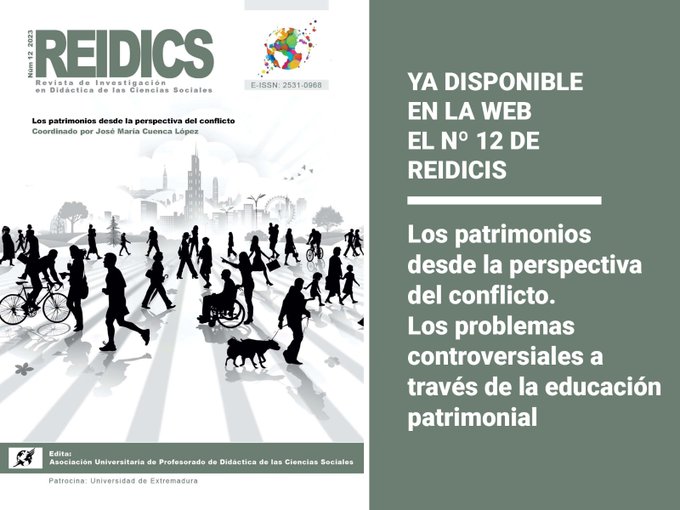 📣📣📣📣Núm. 12 (2023): Los patrimonios desde la perspectiva del conflicto
¿Cómo promover la literacidad crítica digital a través de narraciones históricas? Estudio de caso
María Alejandra Rojas, <a href="/neusgonzalez/">Neus GonzálezMonfort</a> 

publicaciones.unex.es/index.php/reid…
<a href="/jcuencaUHU/">Jose M. Cuenca Lopez</a> <a href="/Red14ECCSS/">Red14ECCSS</a> <a href="/index_210/">index210</a> <a href="/aupdcs/">AUPDCS</a>