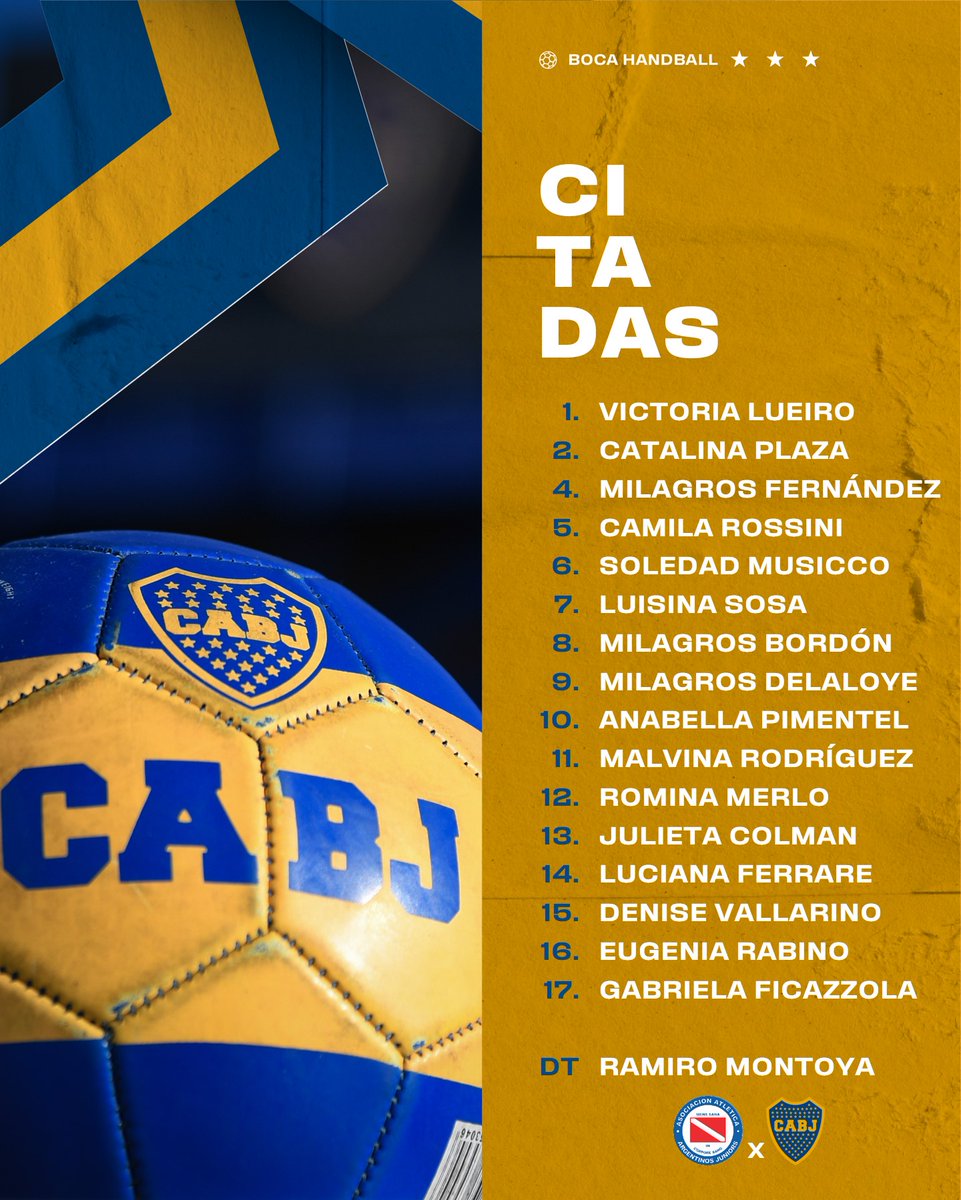 📋 Lista de citadas por Ramiro Montoya para enfrentar a Argentinos Jrs. hoy sábado a las 18.00 hs por la cuarta fecha del Torneo Apertura 2023. 

#DaleBoca 🔵🟡🔵