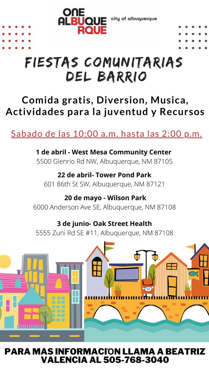 cabqacs's tweet photo. Today ACS took part in the first Community Block Party of the year!
If you missed out today, join us on April 22nd at Tower Pond Park!
Find the full list of block parties below!
#CommunitySafety #OneAlbuquerque #communityblockparty https://t.co/bfK5X2JElb