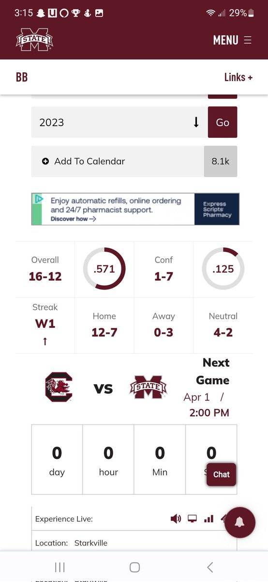 jasonusc1's tweet photo. @SECNetwork you have MSU's record wrong. 16-12 and 1-7 in the conference https://t.co/b9nDezUau4