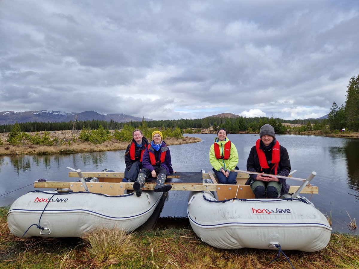 AnnaBeckett98's tweet photo. Final two project days on the MSc Glen Roy trip spent building a coring rig for a new lochan site on the Corrour estate - with great success (it stayed afloat!). 
Got some nice cores over the two days from the lake itself and some very wet bogs! https://t.co/92jwywzTXb