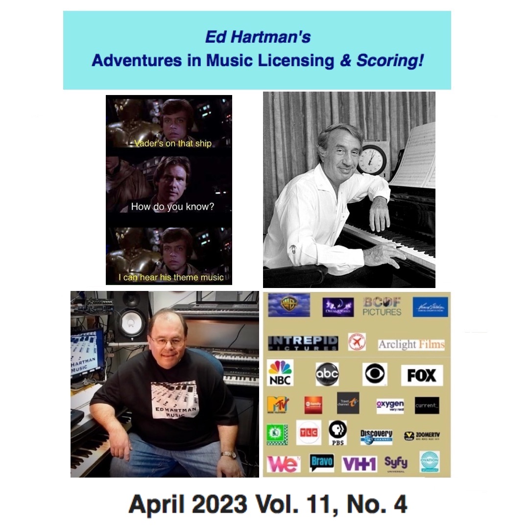 Free resources, Adventures in Music Licensing-Scoring (April 2023): edhartmanmusic.com/resources-for-…

#musicsupervisor #composers #filmcomposers #songwriters #singersongwriters #musicproducers #musiclicensing #musicscoring #musicforsync #syncmusic #musiclibraries #musicproduction