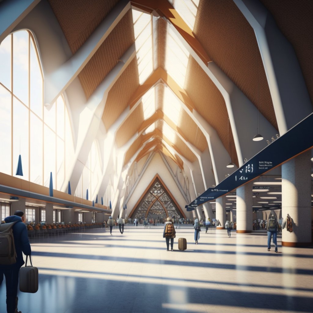 technobuild's tweet image. . Palmyra's international airport will welcome you with state-of-the-art facilities and technology, providing you with a seamless travel experience. #MiddleEast #SyrianHeritage #AIart #midjourneyv5 #future