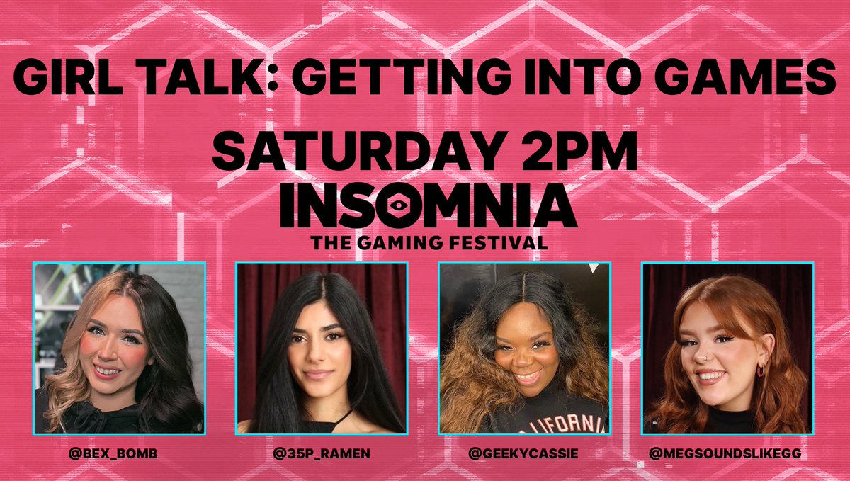 bexbomb (@bex_bomb) on Twitter photo ✨ANNOUNCEMENT TIME✨
I’m THRILLED to be hosting my first ever panel at <a href="/IGFestUK/">Insomnia the Gaming Festival</a> Saturday 8th April 2pm on the Festival Stage 🥳
Even more excited to be joined by the besties <a href="/35p_Ramen/">Ramen</a> <a href="/GeekyCassie/">Cassie 🔜 Gamescom</a> + <a href="/megsoundslikegg/">FNATIC meg</a> talking about our journeys in the gaming industry 🎮💖 ✨ANNOUNCEMENT TIME✨
I’m THRILLED to be hosting my first ever panel at <a href="/IGFestUK/">Insomnia the Gaming Festival</a> Saturday 8th April 2pm on the Festival Stage 🥳
Even more excited to be joined by the besties <a href="/35p_Ramen/">Ramen</a> <a href="/GeekyCassie/">Cassie 🔜 Gamescom</a> + <a href="/megsoundslikegg/">FNATIC meg</a> talking about our journeys in the gaming industry 🎮💖