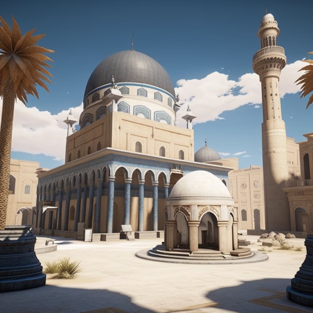 technobuild's tweet image. Don't miss the chance to visit the mosques in Palmyra in 2050 and witness the perfect mixture of tradition, history and innovation #Palmyra2050 #Resilience #Innovation #MiddleEast #SyrianHeritage #ArtificialIntelligence #ArchitecturalInnovation #CulturalAdvancement #conservation