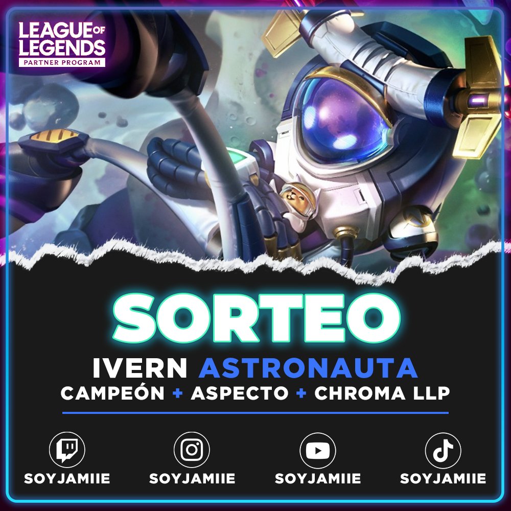 SORTEO MUY EXPRESS SKIN IVERN ASTRONAUTA (CHAMP + SKIN + CHROMA)

Para participar: 
✔️Seguirme aqui <a href="/SoyJamiie/">Jamiie</a>
✔️Darle❤️ 
✔️Retweet 
✔️Comenta tu servidor  

5 ganadores, elijo mañana a las 22:00 hrs (Chile)

*Válido para cualquier servidor  #Ivern #LeaguePartner #LPP