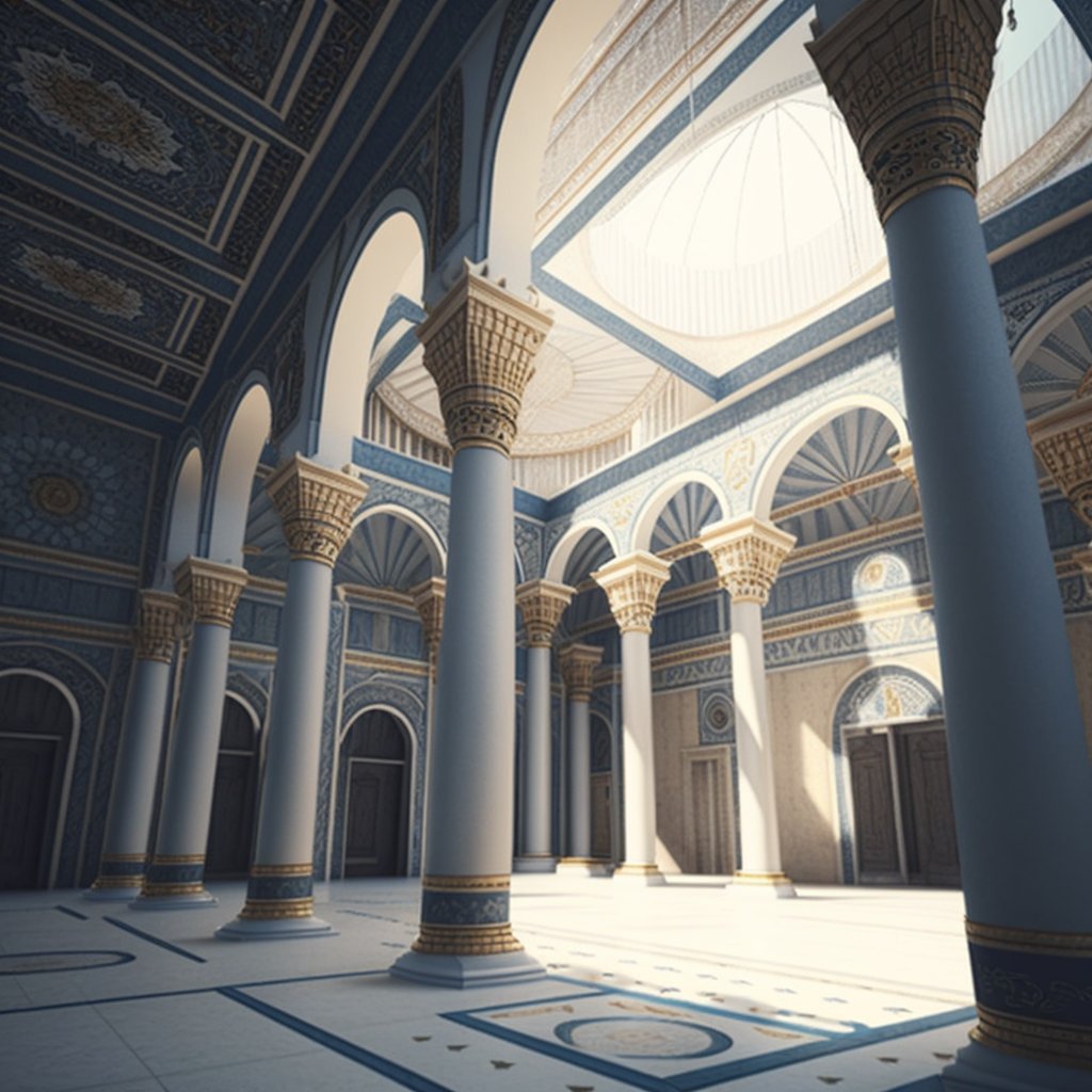 technobuild's tweet image. Don't miss the chance to visit the mosques in Palmyra in 2050 and witness the perfect mixture of tradition, innovation PART 2 #Palmyra2050 #Resilience #Innovation #MiddleEast #SyrianHeritage #ArtificialIntelligence #ArchitecturalInnovation #CulturalAdvancement #conservation