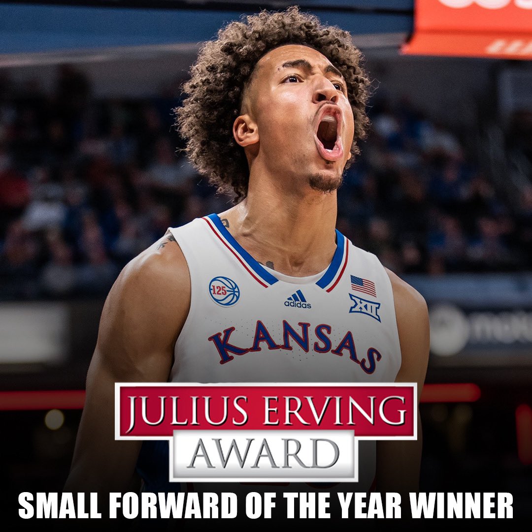 FansOfKU's tweet photo. Jalen Wilson has been named the winner of the Julius Erving Award, which is given to the best small forward in college basketball! https://t.co/qnTbW8Z8SP