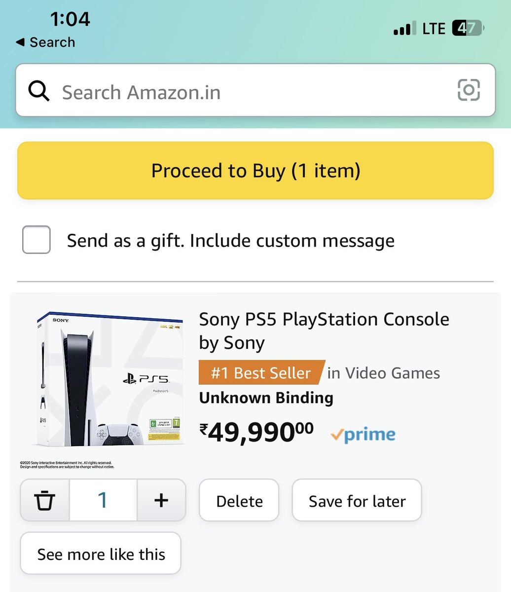In stock for hours? Wish this was the case before. Hassle free purchase✨#ps5india