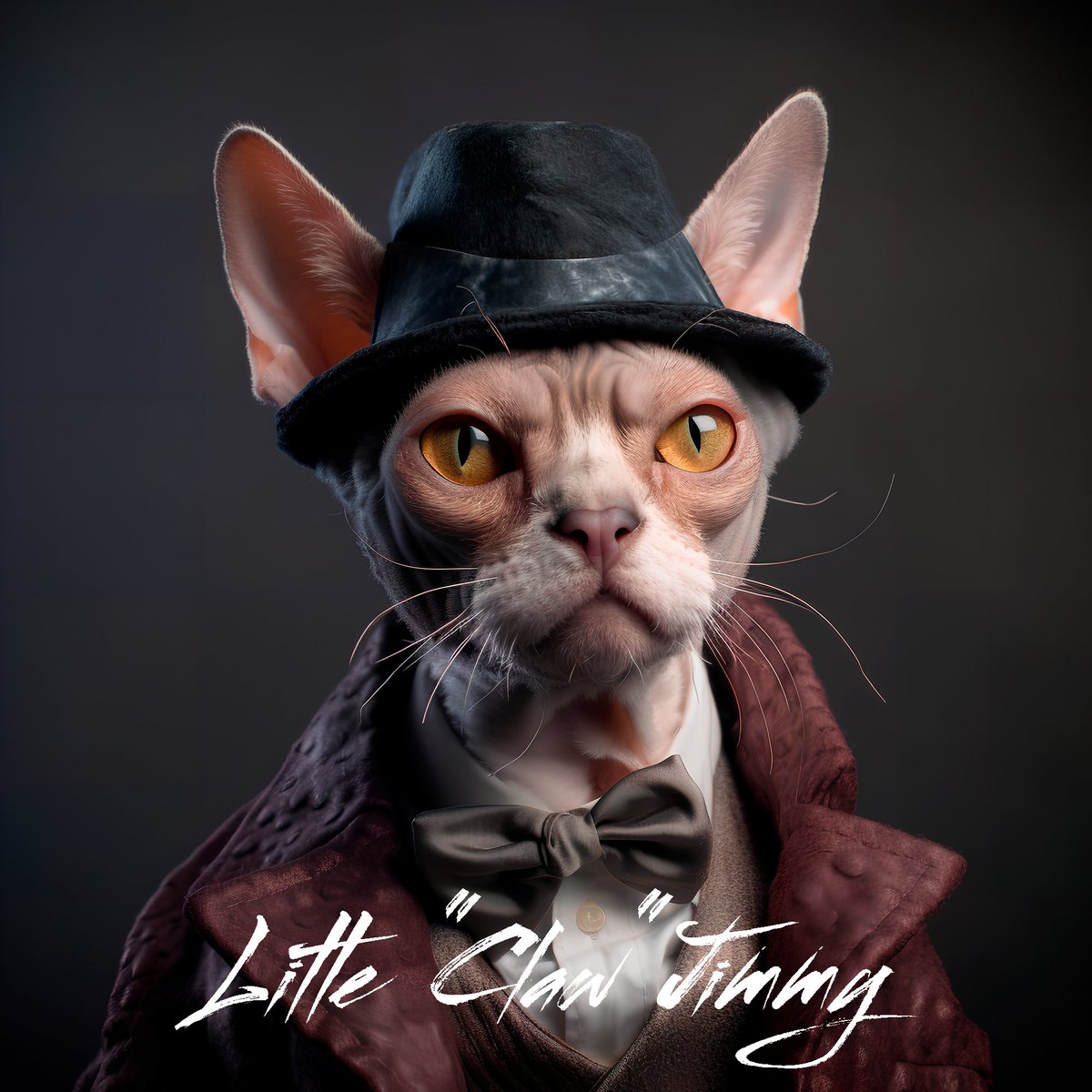 AnimalandStudio's tweet image. Little "Claw" Jimmy, a #devonrex #cat who is a daring thief, always lurking around the shadows and getting away with what he can. With his unique curly coat and mischievous glance, Little "Claw" Jimmy is a master of the art of thievery. @animalanddesign 
#devonrexcat