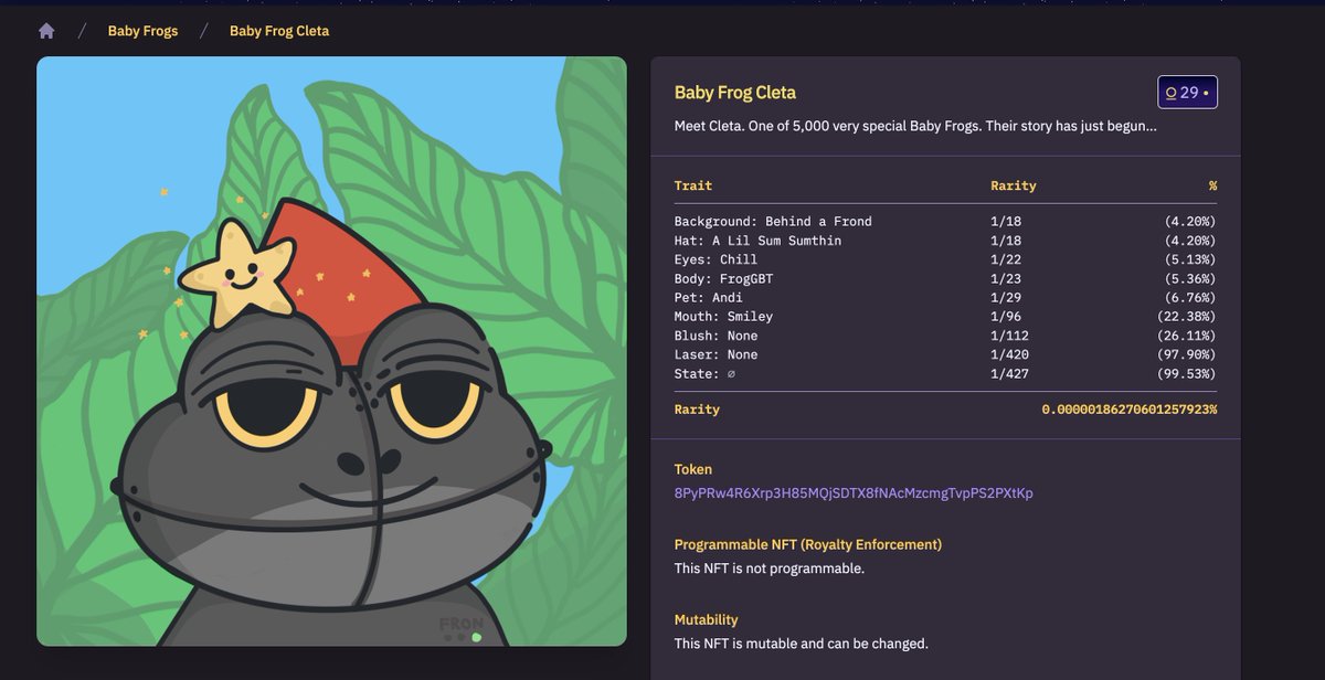 Babies are starting to reveal! Meet Baby Frog Cleta! 

As always check them all out on @MoonRankNFT, thanks to him we have the amazing adoption system 💓