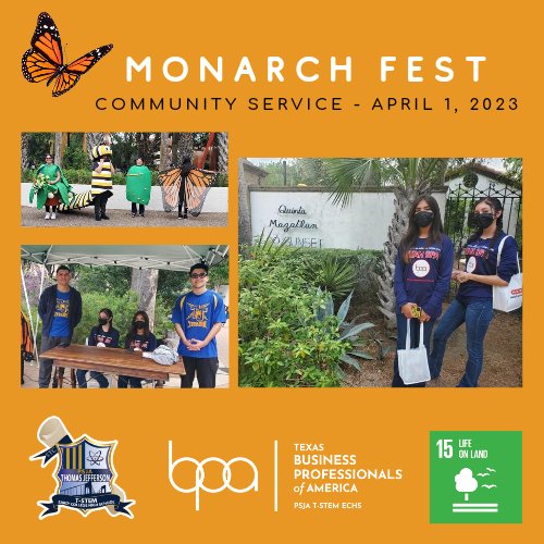 tstembpa's tweet photo. It was an amazing day volunteering at the McAllen Monarch Fest! This community event brings awareness to the Monarch Butterfly migration through the Rio Grande Valley 🧡 #sustainability #psjagoesglobal #titanbpa #bpaallday https://t.co/u5k6cxaGyx
