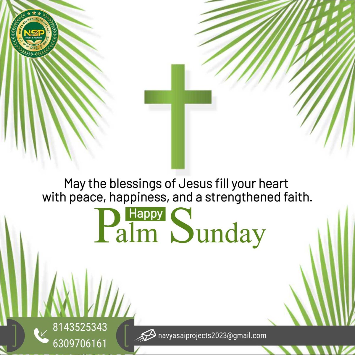 BarlaSirisha's tweet image. Greetings from Navya Sai Projects
#navyasaiprojects #raghubarla                #christian Palm Sunday #easter #sunday #palmtrees #jesus #happypalmsunday #bible #goodfriday #worship 8143525343