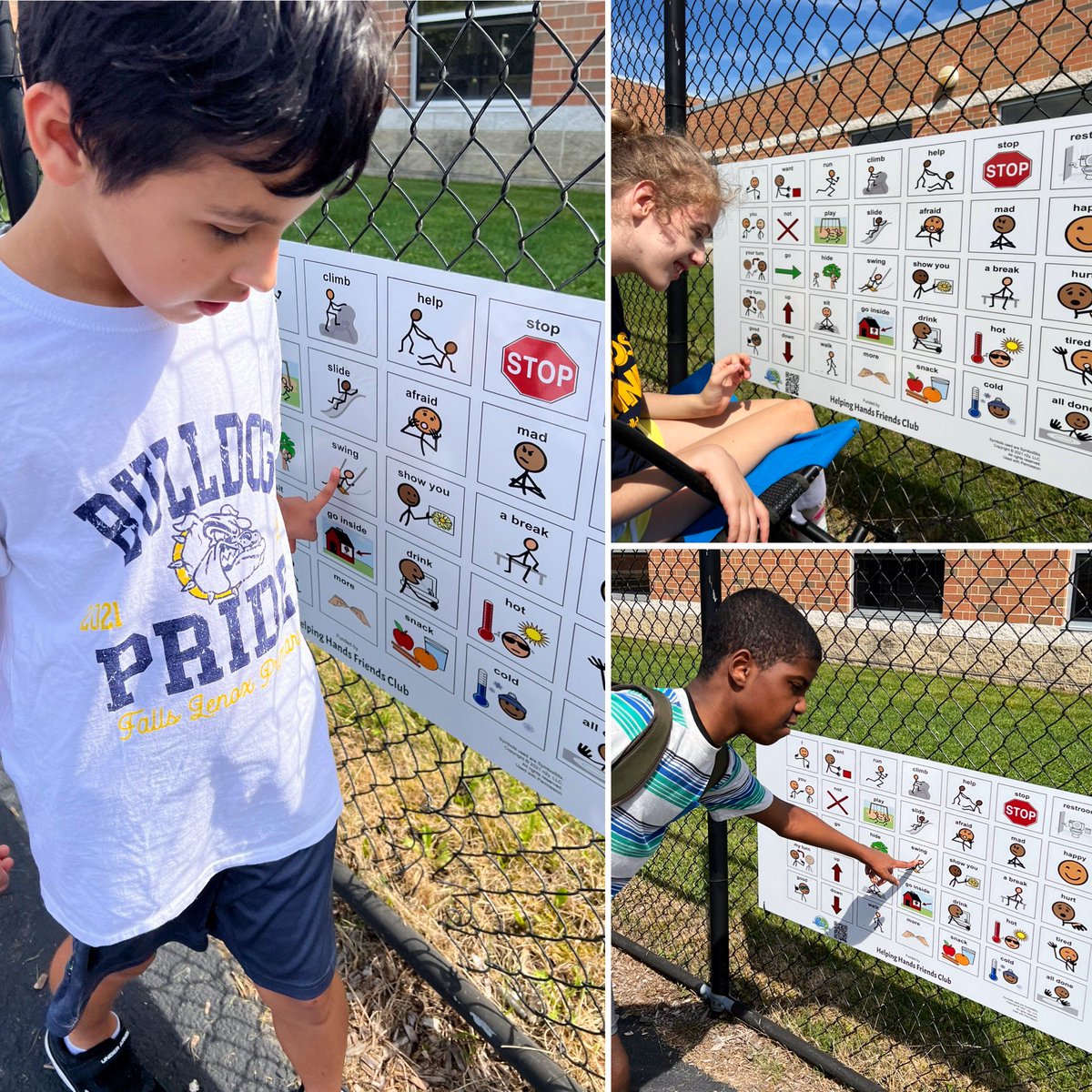 OFHelpingHands's tweet image. This spring, be sure to find, and start a new conversation, using our Picture Symbol Communication Boards from @LkshoreSpeech. HH is proud to share that every playground in OF has a board - making each play space that much more inclusive! 💛💙
