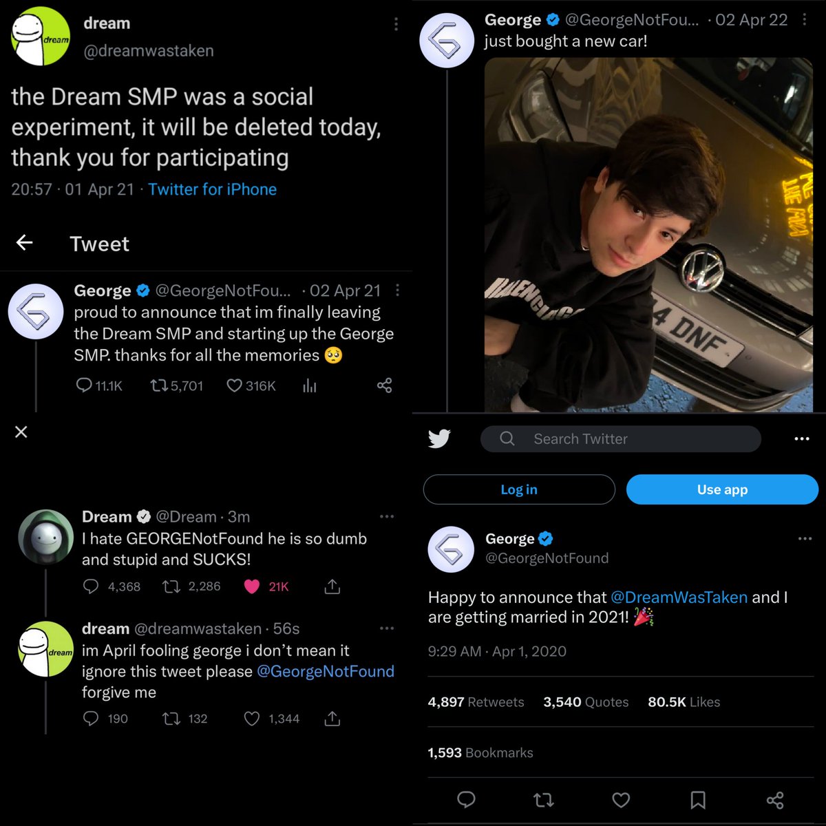 softgaygirl's tweet photo. no because dream and george not making any joke related to dnf or each other on this year's april fools has to mean something🤨🤨 something shifted, i can feel it in my bones https://t.co/jBzAqvTcon