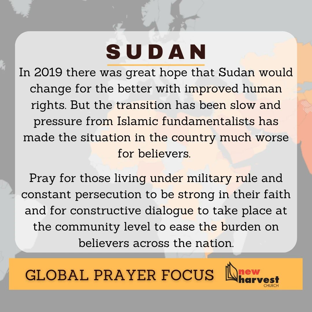 Your prayers make a difference for believers in Sudan. Many are living under constant persecution for their faith. May our God strengthen and encourage them as we pray for them today.

 #NHCPrayer #SpreadTheWord #PrayfortheNations
