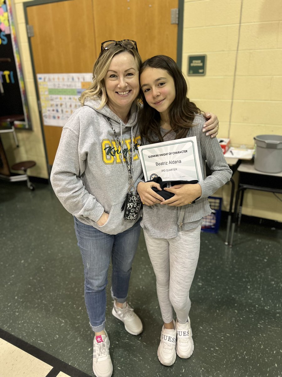 Congratulations to our 3rd quarter Knight of character recipients. One student from each class was selected for showing good character, a growth mindset and setting a good example for others. @GlenkirkES