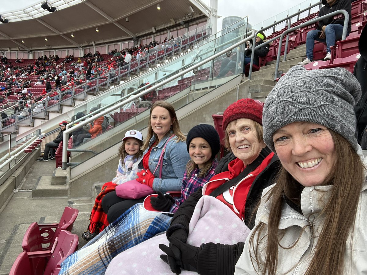 Four generations of ladies  in our family enjoying Cincinnati Kids Opening Day. Go Reds! <a href="/Reds/">Cincinnati Reds</a> <a href="/eathyuofl/">🌎🌍 Eathy  clark 🌏🌎</a>