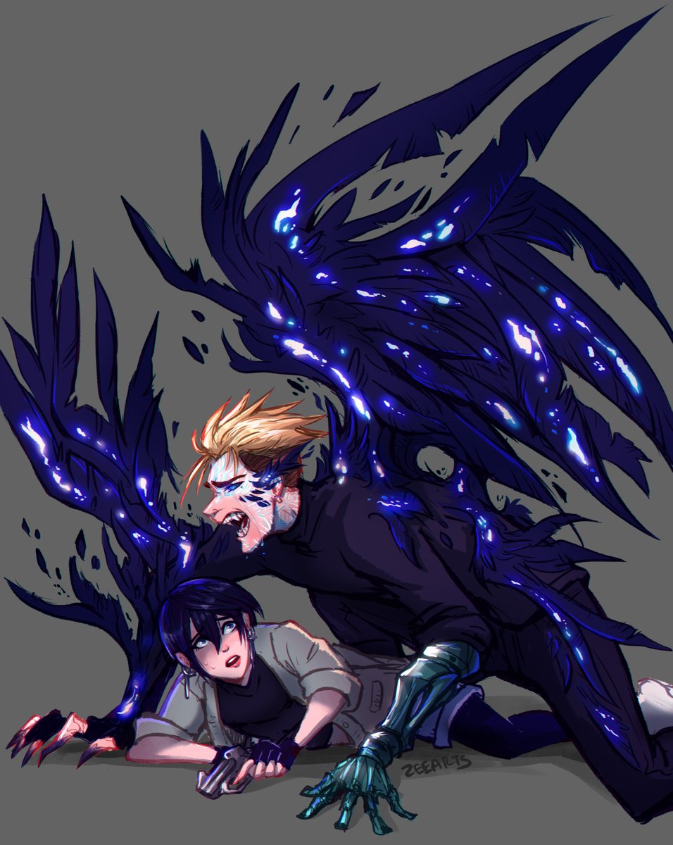 ZeeLinn's tweet photo. another redraw of one of my fav manga panels, stampede style! one day i will stop posting art at 4am.

#TRIGUNSTAMPEDE #vashmeryl https://t.co/Yzzo8WkWMz