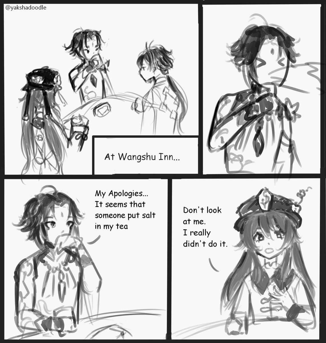 yakshadoodle's tweet photo. Day 58 - April Fools?
#GenshinImpact #xiao #zhongli #HuTao https://t.co/hgJ40v9RZf