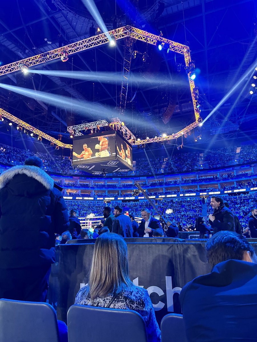 RBRBoxing's tweet photo. Finally made it from Chelsea vs. Villa to The O2 😂 What a run of the city. Okay, Eddie feel free to start the fight. https://t.co/WoopiCpTJq