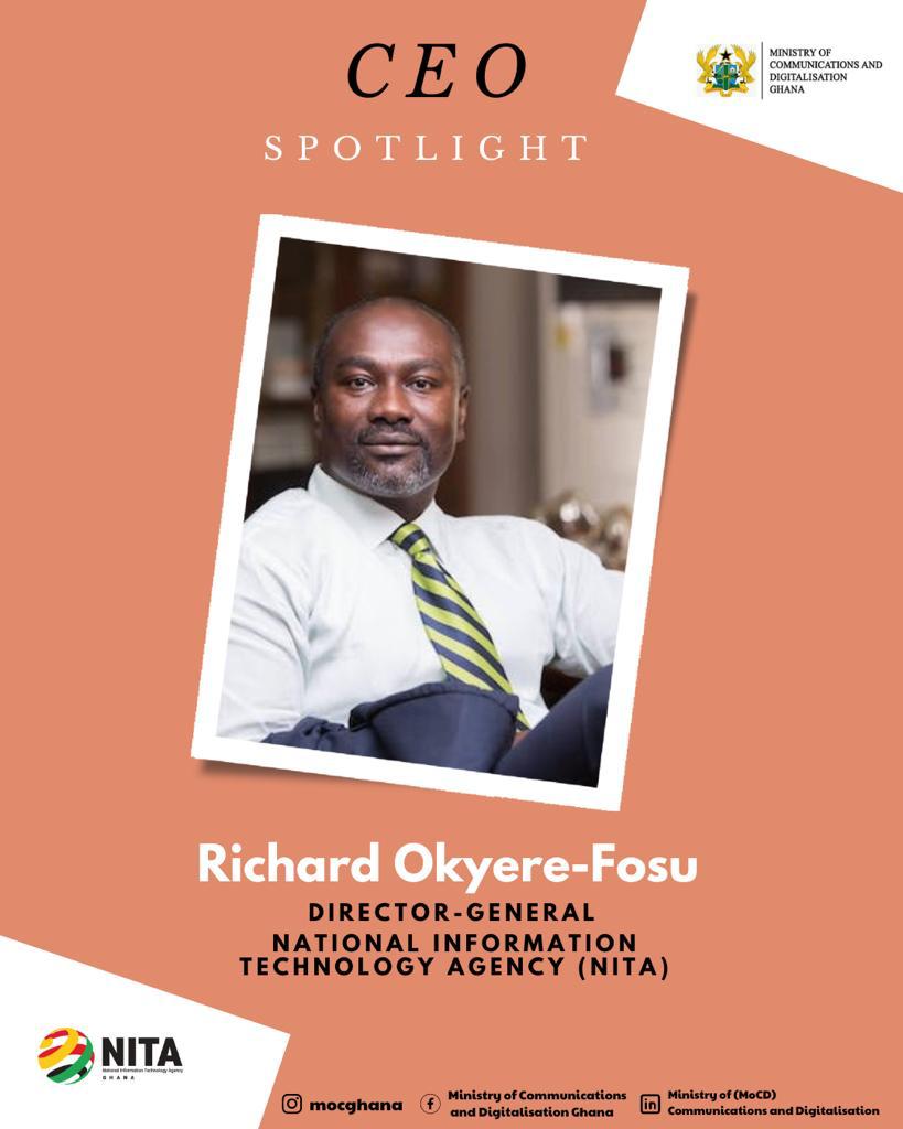 Ministry of Comms (@mocghana) on Twitter photo Meet the Director General for the National Information Technology Agency (NITA), Richard Okyere-Ofosu. Get to know the CEOs/ agencies heads under the Ministry!. <a href="/UrsulaOw/">Ursula Owusu</a> <a href="/APomaaBoateng/">Hon. Ama Pomaa Boateng</a> <a href="/GhanaMet/">Ghana Meteorological Agency</a> <a href="/GIFECGhana/">GIFEC Ghana</a> <a href="/konkrumah/">Kojo Oppong Nkrumah</a> <a href="/naa_essah/">Naa Korkoi Essah</a> <a href="/NCAGhana/">NCA Ghana</a> <a href="/NITAGhana/">NITA Ghana</a> Meet the Director General for the National Information Technology Agency (NITA), Richard Okyere-Ofosu. Get to know the CEOs/ agencies heads under the Ministry!. <a href="/UrsulaOw/">Ursula Owusu</a> <a href="/APomaaBoateng/">Hon. Ama Pomaa Boateng</a> <a href="/GhanaMet/">Ghana Meteorological Agency</a> <a href="/GIFECGhana/">GIFEC Ghana</a> <a href="/konkrumah/">Kojo Oppong Nkrumah</a> <a href="/naa_essah/">Naa Korkoi Essah</a> <a href="/NCAGhana/">NCA Ghana</a> <a href="/NITAGhana/">NITA Ghana</a>