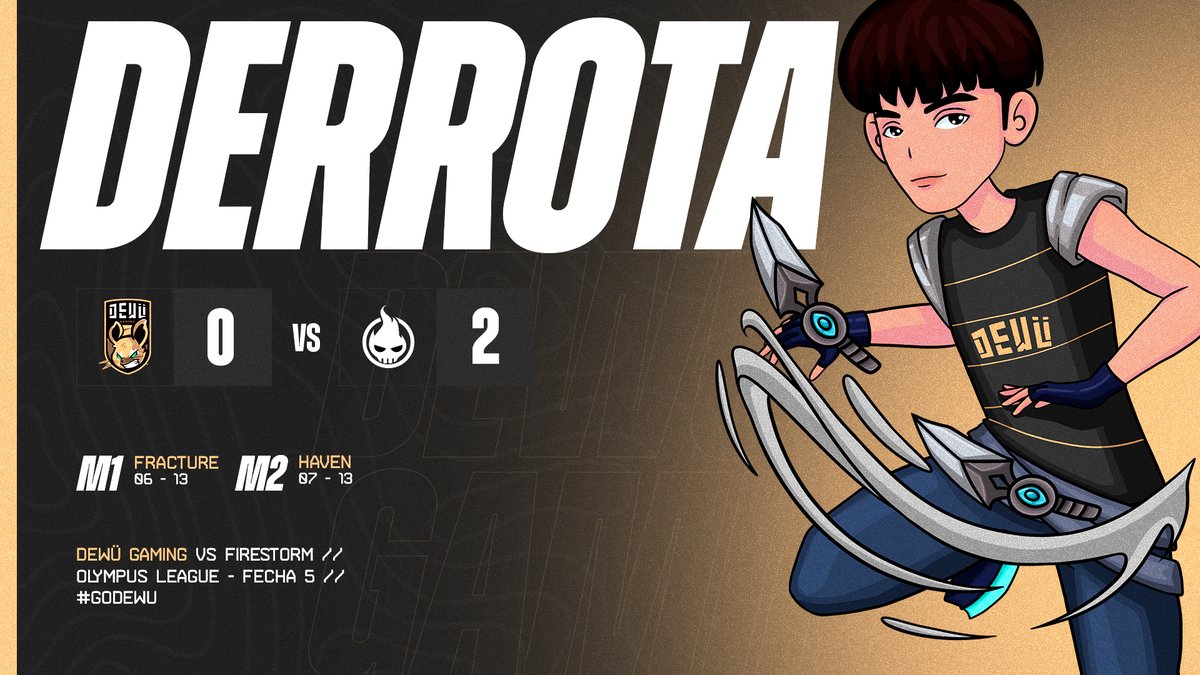 DEWÜ PARA UN FINAL🐹🪦👼
Caemos frente a los panas de <a href="/FirestormArg/">FIRESTORM</a> en #OLYMPUSLEAGUE  🥵¡GGWP!
Agradecidos de <a href="/OlympusTorneos/">Olympus Torneos</a>  por la organización❤️‍🩹
Por nuestra parte a seguir trabajando para mejorar y seguir compitiendo en alto nivel💪🐹

#GODEWU