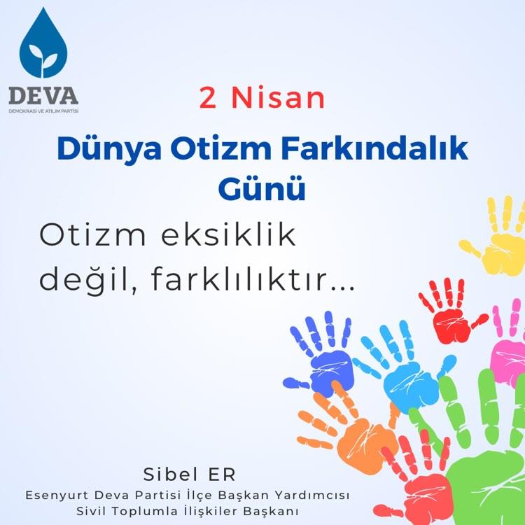 Sibel__Er's tweet photo. Bugün Dünya Otizm Farkındalık Günü! Otizm eksiklik değil farklılıktır. Farklılıkları birlikte fark edelim ve onların sevgi dolu enerjilerini hissedelim. #Devapartisi #Devameclise #İstanbuldanmeclise #esenyurtadeva https://t.co/RhTQxOuCme