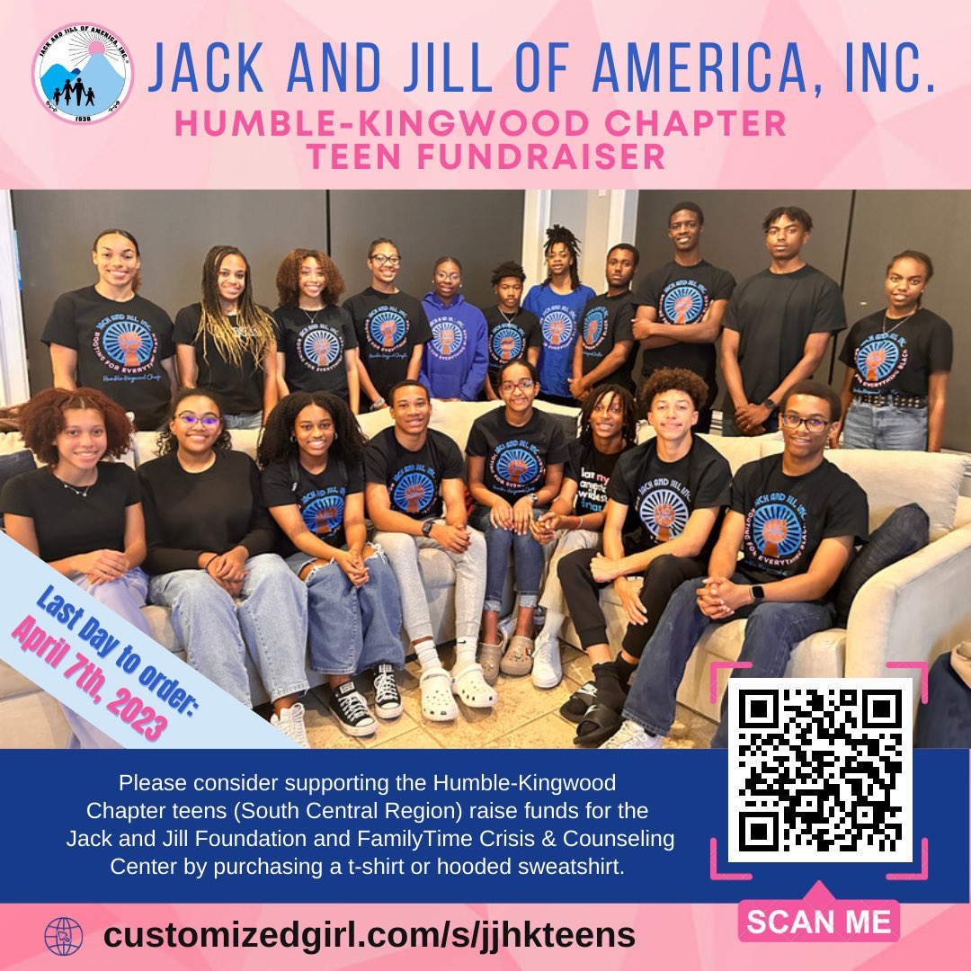 Get your Shirts TODAY and SUPPORT the Humble Kingwood Chapter Teens as they raise funds for a worthy cause! Click here to make your order: customizedgirl.com/s/jjhkteens ** EXTENDED ** The last day to order is now April 7th, 2023. #JJOAfoundation #JackAndJillOfAmerica