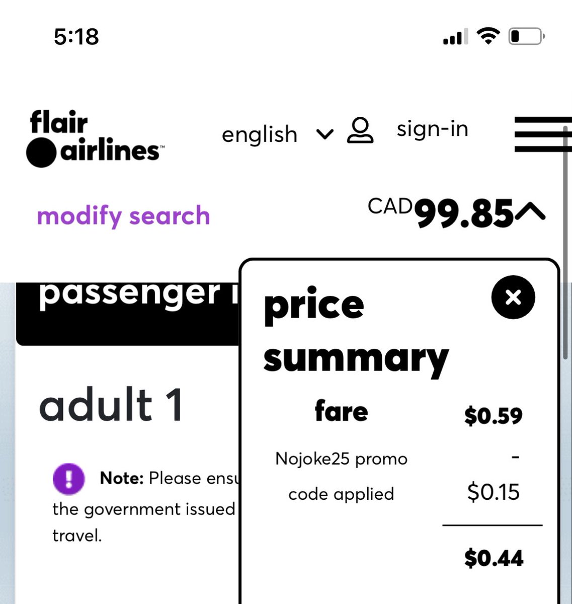 ctpalombo's tweet photo. @FlairAirlines Biggest joke there is . 25 percent off base fair is a total of 15 cents off ….. https://t.co/31SmxXiUZg