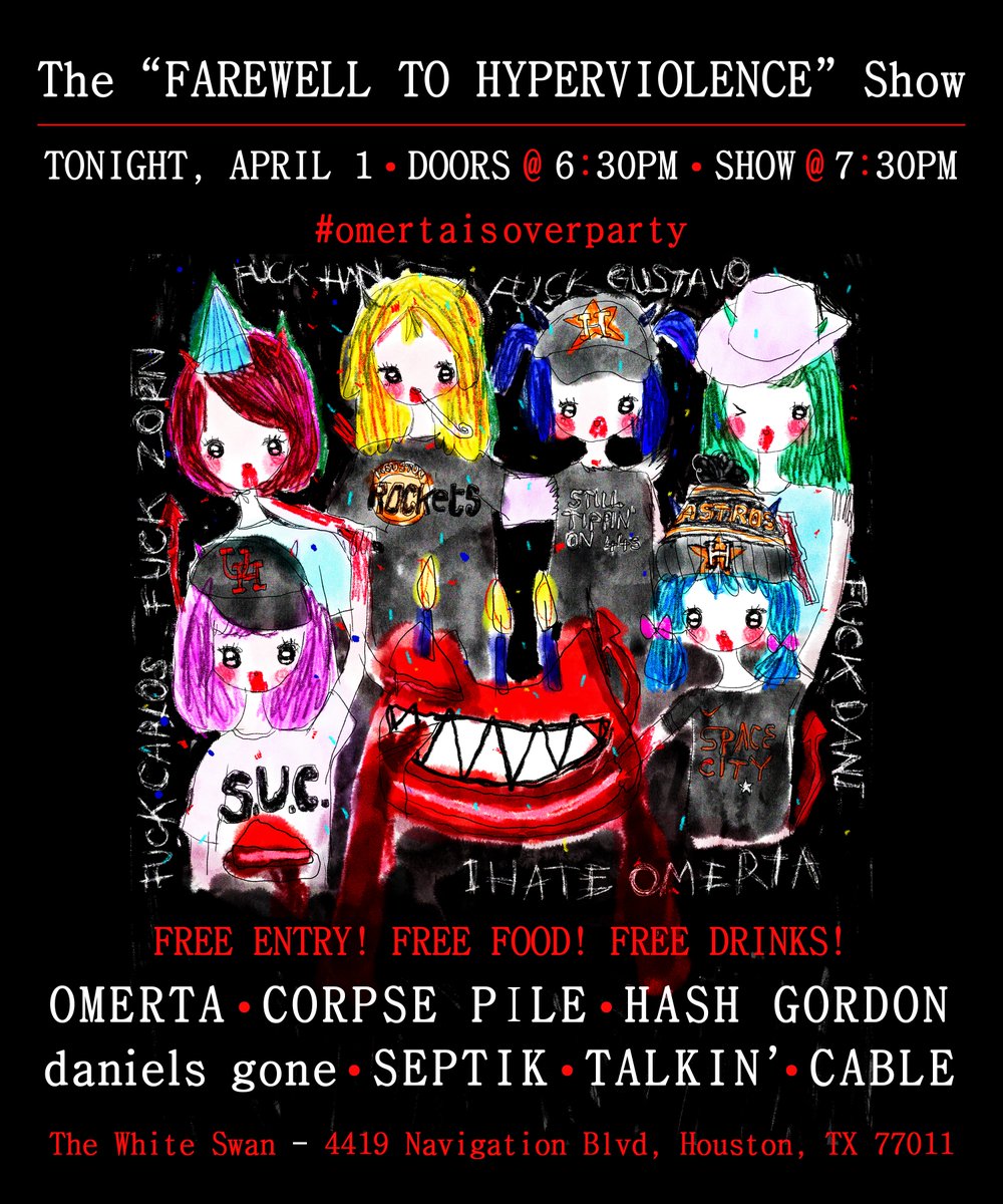 ihateomerta's tweet photo. tHX 4 thɘ lUV ⦿n thE "fArɘWɘll t⦿ hyPɘRvi⦿LɘNCE" saLɘ. iN rEturn wɘ’rE thr⦿WiNg a FREE H⦿MET⦿WN SH⦿W T⦿NIGHT iN h⦿UsT⦿n w/ s⦿Mɘ fRɘSh nEW l⦿CaLs

w⦿RD ⦿N thɘ stREEt iS ppl 'r⦿UNd hErɘ d⦿N'T likɘ uS. h⦿w ab⦿uT y'aLL c⦿ME ⦿UT anD tɘLL us wHy?

#omertaisoverparty https://t.co/rhiMKLfl81
