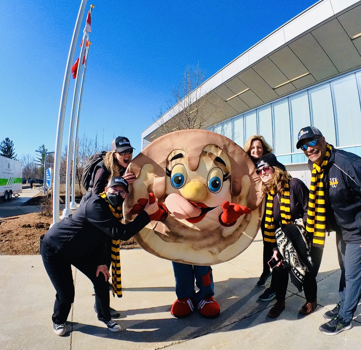 So much fun at the Elmira Maple Syrup Festival with my Waterloo team. It was April 1st, but this pancake flipping contest was no joke! Water Water Water, Loo, Loo, Loo! <a href="/DorothyMcCabe/">Dorothy McCabe (she/her)</a> <a href="/jenvasic/">Jen Vasic (she/her)</a> <a href="/WrightWard7/">Julie Wright | Ward 7 Councillor</a> <a href="/Mary_Lou_Roe/">Mary Lou Roe - Councillor, City of Waterloo</a> <a href="/ElmiraSapfest/">ElmiraMapleSyrupFest</a>