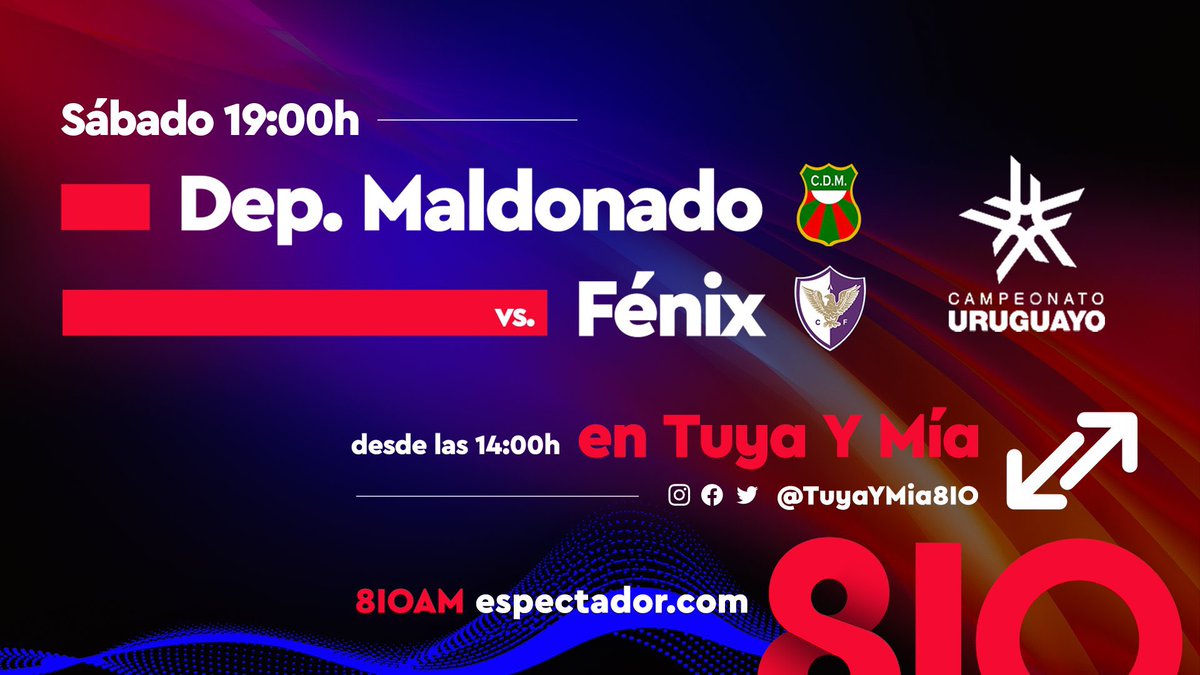 #Apertura
Continúa la 9na. por @ElEspectador810;

⏰ 19:00
⚽️ <a href="/maldosad/">Deportivo Maldonado SAD</a>-<a href="/CAFenix_/">Centro Atlético Fénix</a> 
🎤 <a href="/JuanEsmoris02/">Juan Esmoris</a> <a href="/ACiancioBruni/">Andrés Ciancio Bruni</a> <a href="/yanibelacurbelo/">Yanibela 💚</a> 

🔄 Circuito CORI
🌍 Espectador.Com/envivo